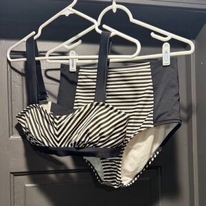Athleta Striped Black and White Bikini Set